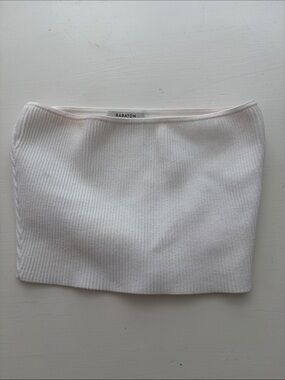 Babaton Off-White Ribbed Knit cropped tube top